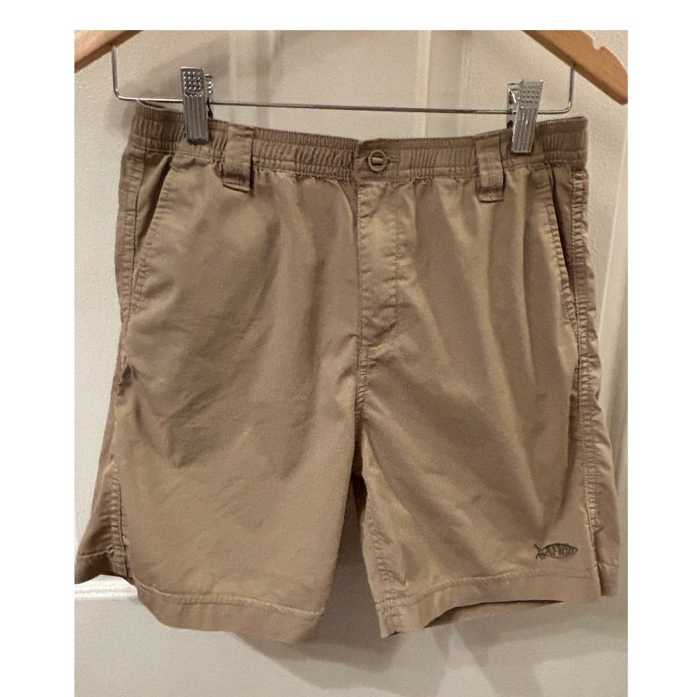 AFTCO Youth XL Khaki Tan Fishing Shorts Elastic Waist Performance Kids XL